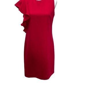 MAGGY LONDON dress 6 fuchsia pink sleeveless ruffle dress holiday classic career
